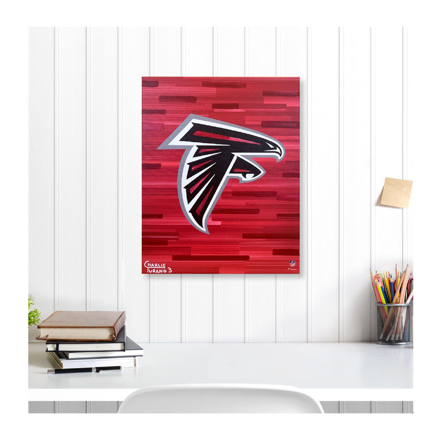 NFL Atlanta Falcons Round Distressed Established Wood Sign 