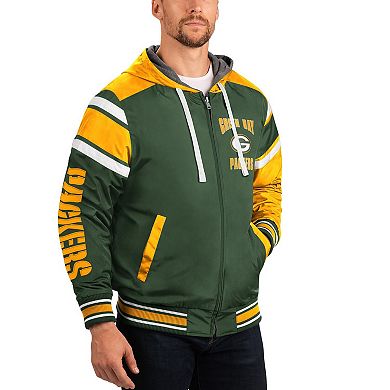 Men's G-III Sports by Carl Banks Green/Gray Green Bay Packers Extreme Full Back Reversible Hoodie Full-Zip Jacket