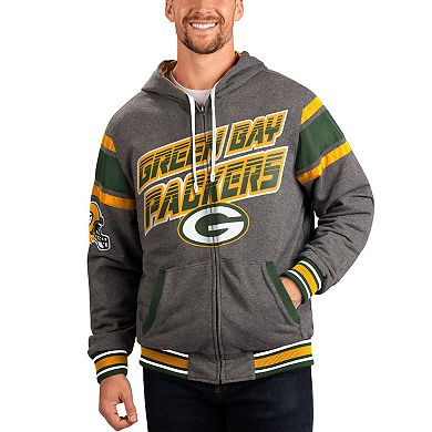 Men's G-III Sports by Carl Banks Green/Gray Green Bay Packers Extreme Full Back Reversible Hoodie Full-Zip Jacket