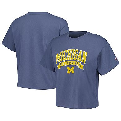 Women's League Collegiate Wear Navy Michigan Wolverines Banner Clothesline Cropped T-Shirt
