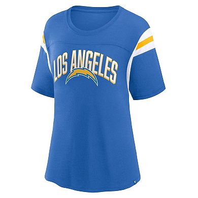 Women's Fanatics Branded Powder Blue Los Angeles Chargers Earned Stripes T-Shirt