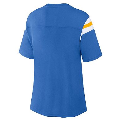 Women's Fanatics Branded Powder Blue Los Angeles Chargers Earned Stripes T-Shirt