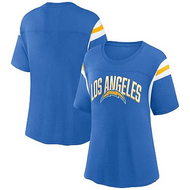 Women's Fanatics Branded Powder Blue Los Angeles Chargers Earned Stripes T-Shirt
