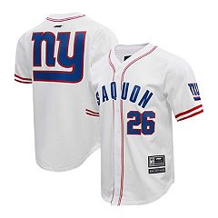 Men's Pro Standard Saquon Barkley Royal New York Giants Mesh Baseball Button-Up T-Shirt Size: 3XL