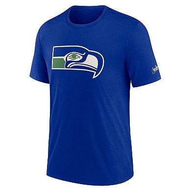 Men's Nike Royal Seattle Seahawks Rewind Logo Tri-Blend T-Shirt