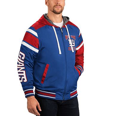 Men's G-III Sports by Carl Banks Royal/Gray New York Giants Extreme Full Back Reversible Hoodie Full-Zip Jacket