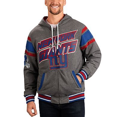 Men's G-III Sports by Carl Banks Royal/Gray New York Giants Extreme Full Back Reversible Hoodie Full-Zip Jacket