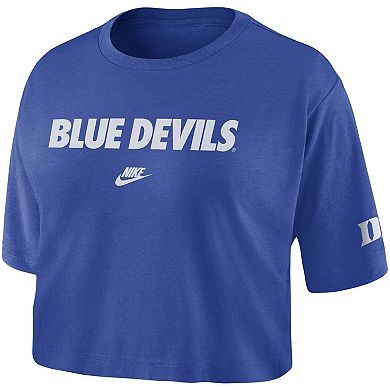 Women's Nike Royal Duke Blue Devils Wordmark Cropped T-Shirt