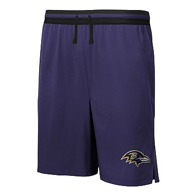 Men's Purple Baltimore Ravens Cool Down Tri-Color Elastic Training Shorts