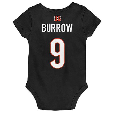 Newborn & Infant Joe Burrow Black Cincinnati Bengals Mainliner Player Name & Number Bodysuit