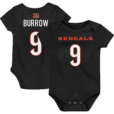 Newborn & Infant Joe Burrow Black Cincinnati Bengals Mainliner Player Name & Number Bodysuit