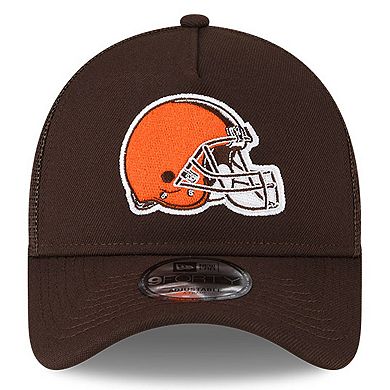 Men's New Era Brown Cleveland Browns  A-Frame Trucker 9FORTY Adjustable Hat