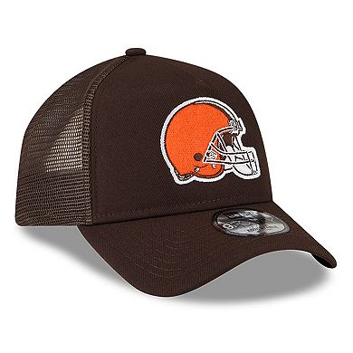 Men's New Era Brown Cleveland Browns  A-Frame Trucker 9FORTY Adjustable Hat