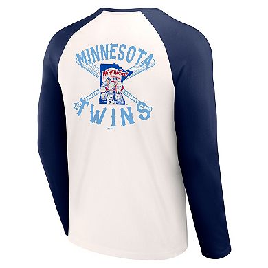 Men's Darius Rucker Collection by Fanatics White/Navy Minnesota Twins Team Color Raglan T-Shirt