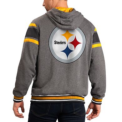 Men's G-III Sports by Carl Banks Black/Gray Pittsburgh Steelers Extreme Full Back Reversible Hoodie Full-Zip Jacket