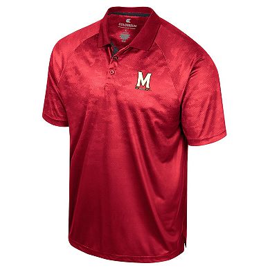 Men's Colosseum Red Maryland Terrapins Honeycomb Raglan Polo