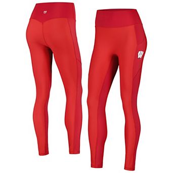 Women's KadyLuxe Red Wisconsin Badgers 7/8 Mixed Media Pocket iLeggings