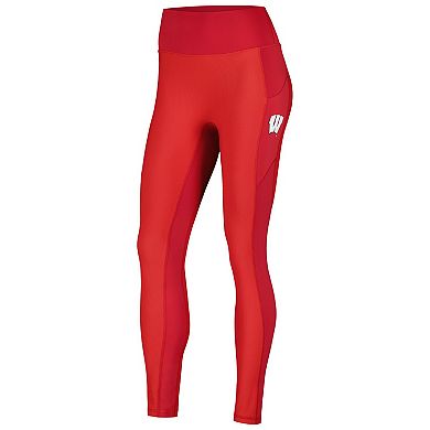Women's KadyLuxe Red Wisconsin Badgers 7/8 Mixed Media Pocket iLeggings