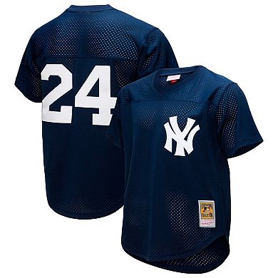Men's Mitchell & Ness Rickey Henderson Navy New York Yankees Cooperstown Collection Mesh Batting Practice Button-Up Jersey