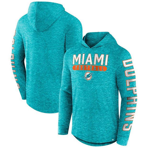 Men's Fanatics Branded Heather Aqua Miami Dolphins Pill Stack Long Sleeve  Hoodie T-Shirt