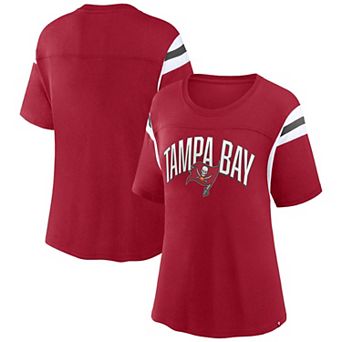 Women's Fanatics Branded Red Tampa Bay Buccaneers Earned Stripes T-Shirt