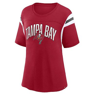 Women's Fanatics Branded Red Tampa Bay Buccaneers Earned Stripes T-Shirt