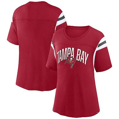 Women's Fanatics Branded Red Tampa Bay Buccaneers Earned Stripes T-Shirt