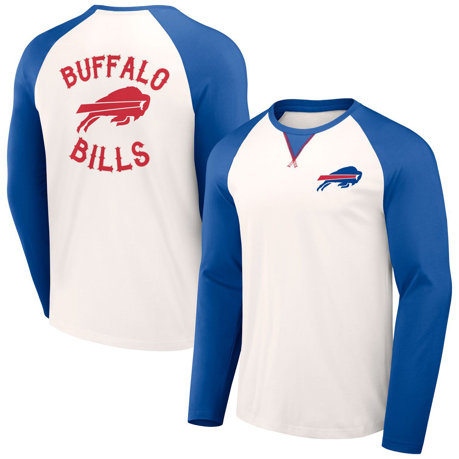 Josh Allen Buffalo Bills Fanatics Branded Women's Player Raglan Name & Number 3/4-Sleeve T-Shirt - Cream/Royal