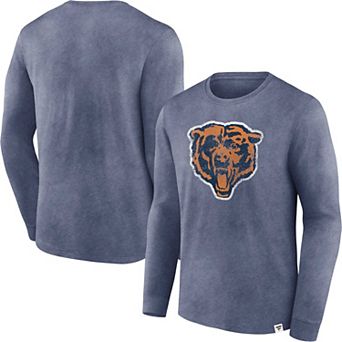 Men's Fanatics Branded Heather Navy Chicago Bears Washed Primary Long Sleeve T-Shirt