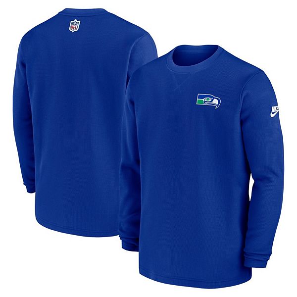 Men's Nike Royal Seattle Seahawks Throwback Heavy Brushed Waffle Long ...