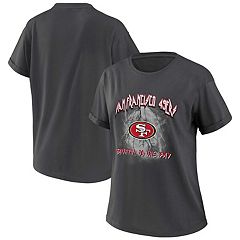 Women's San Francisco 49ers WEAR by Erin Andrews Scarlet Cinched Colorblock  T-Shirt