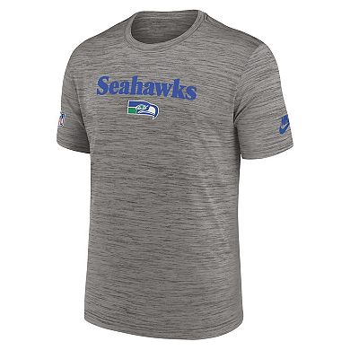 Men's Nike Heather Charcoal Seattle Seahawks Throwback Sideline Performance T-Shirt