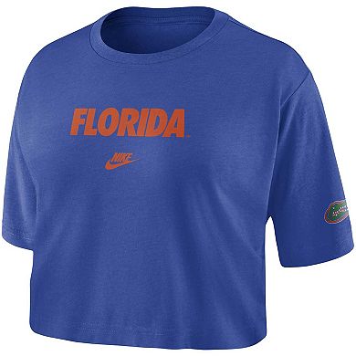 Women's Nike Royal Florida Gators Wordmark Cropped T-Shirt