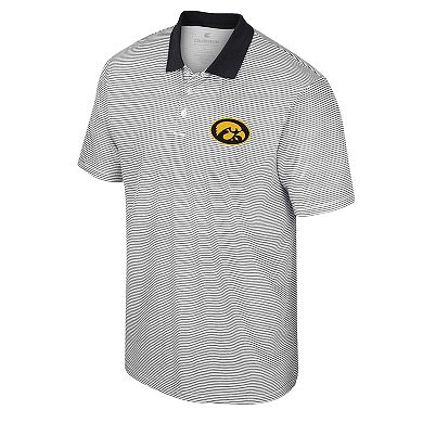 Men's Colosseum White Iowa Hawkeyes Print Stripe Polo