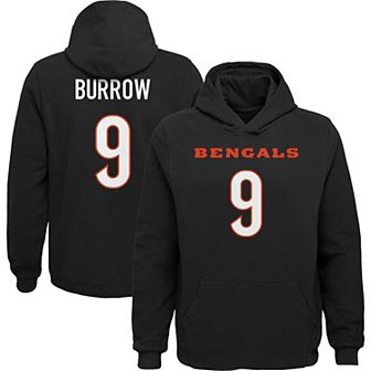 Youth Joe Burrow Black Cincinnati Bengals Mainliner Player Name & Number Pullover Hoodie