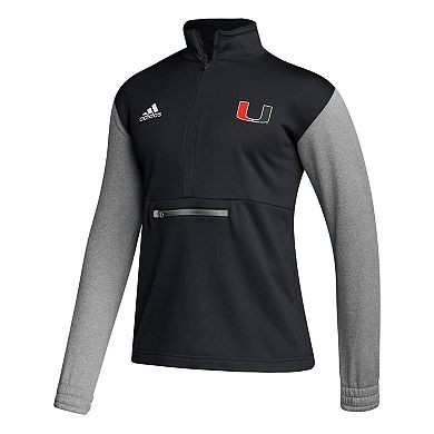 Men's adidas Black Miami Hurricanes Team Issue AEROREADY Quarter-Zip Jacket