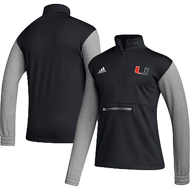 Men's adidas Black Miami Hurricanes Team Issue AEROREADY Quarter-Zip Jacket