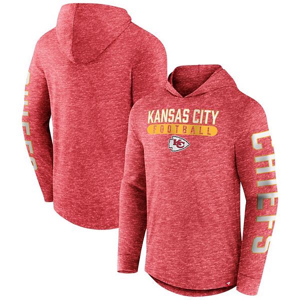 Men's Fanatics Branded Heather Red Kansas City Chiefs Pill Stack Long Sleeve Hoodie TShirt