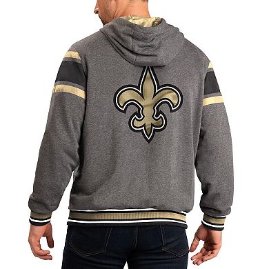 Men's G-III Sports by Carl Banks Black/Gray New Orleans Saints Extreme Full Back Reversible Hoodie Full-Zip Jacket