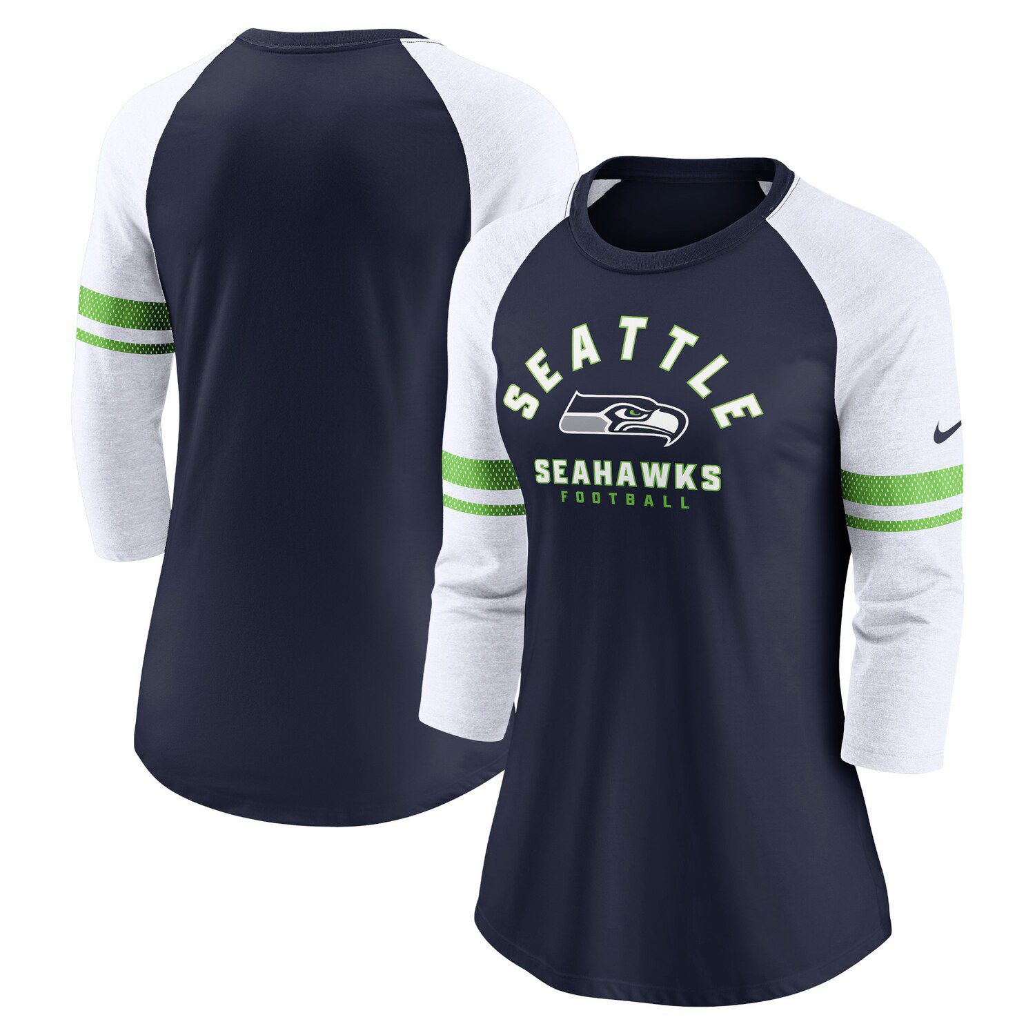 Women's Fanatics Branded College Navy Seattle Seahawks Spirit Jersey  Lace-Up V-Neck Long Sleeve T-Shirt