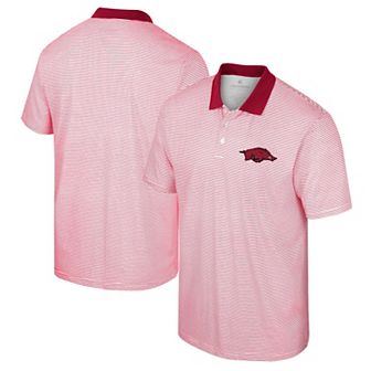 Men's Colosseum White/Cardinal Arkansas Razorbacks Print Stripe Polo