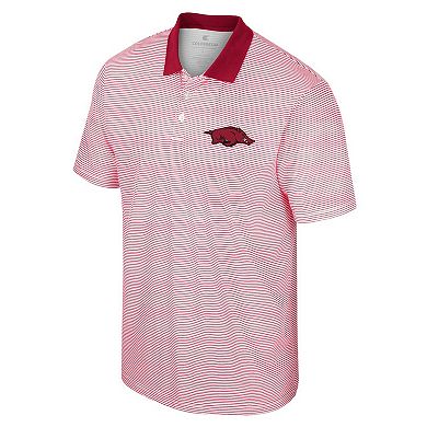Men's Colosseum White/Cardinal Arkansas Razorbacks Print Stripe Polo