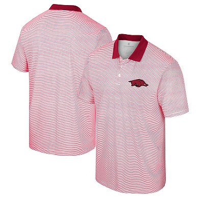 Men's Colosseum White/Cardinal Arkansas Razorbacks Print Stripe Polo