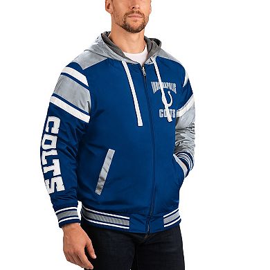 Men's G-III Sports by Carl Banks Royal/Gray Indianapolis Colts Extreme Full Back Reversible Hoodie Full-Zip Jacket