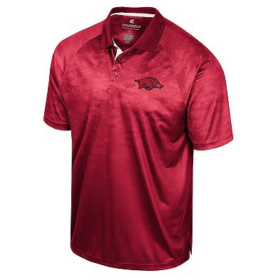 Men's Colosseum Cardinal Arkansas Razorbacks Honeycomb Raglan Polo