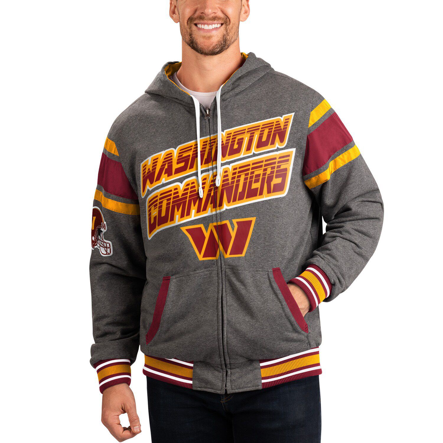 Men's Burgundy Washington Football Team Refresh Split Pullover Hoodie