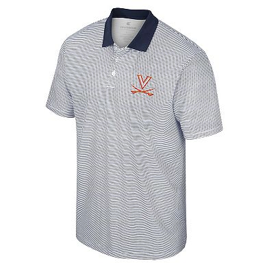 Men's Colosseum White/Navy Virginia Cavaliers Print Stripe Polo