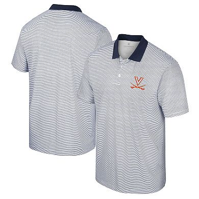 Men's Colosseum White/Navy Virginia Cavaliers Print Stripe Polo