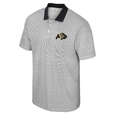 Men's Colosseum White/Black Colorado Buffaloes Print Stripe Polo