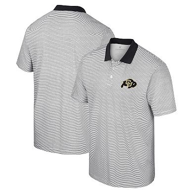 Men's Colosseum White/Black Colorado Buffaloes Print Stripe Polo